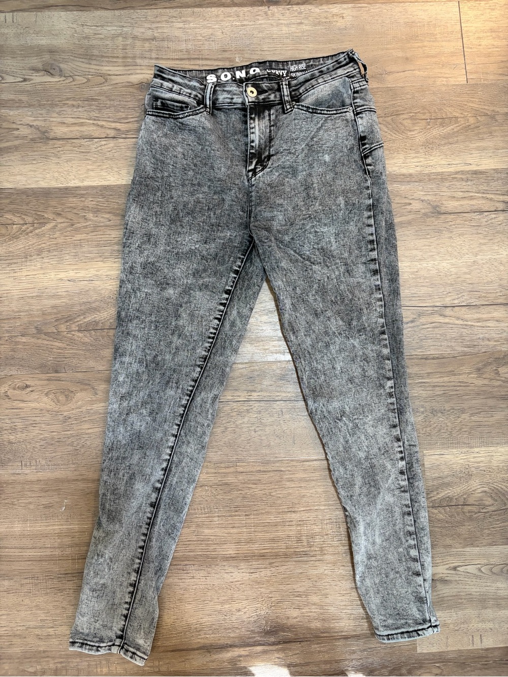 S.O.N.G. High-Rise Acid Wash Gray Jeans for Women